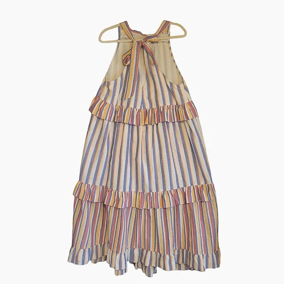 DAVI & DANI Tiered Lined Striped Ruffle Maxi Dress Oversized Adjustable Straps - Picture 6 of 13